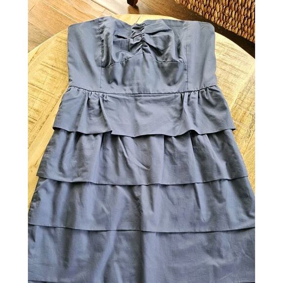 J. Crew Women Dress Size 4 Strapless Pale Blue Tiered 100% Cotton Cocktail Party - Picture 1 of 10